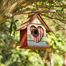 8.75"H Valentine's Distressed Wood Window Cottage Outdoor Birdhouse