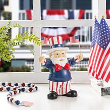 9" Patriotic Santa Table Decor with Flags