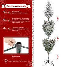 9ft Pre-Lit Flocked Full Fir Christmas Tree with Warm White Lights