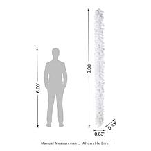 9ft Pre-Lit Snow Flocked White Pine Garland with LED Lights