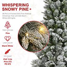 9ft Whispering Snowy Pine Christmas Tree with Warm White Lights