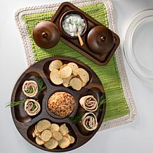 Acacia Wood 2pc Divided Tray and Serving Platter Set