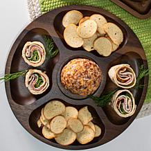 Acacia Wood 2pc Divided Tray and Serving Platter Set