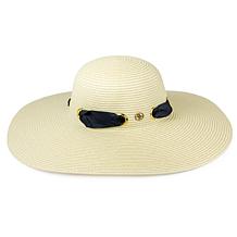 Adrienne Vittadini Ribbon Grommet Straw Standard Floppy Hat