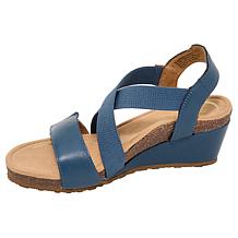 Aetrex® Kathy Leather and Woven Heeled Sandal