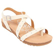 Aetrex® Lauren Leather Orthotic Quarter Strap Sandal
