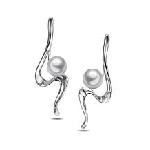 Alamea Sterling Silver Cultured Freshwater Pearl Wind Flow Earrings