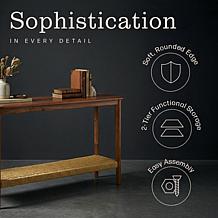 Alaterre Furniture Calais 48" Entryway Table with Woven Storage Shelf