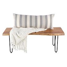 Alaterre Furniture Live Edge 48" Wood Entryway Bench with Hairpin Legs