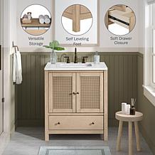 Alaterre Furniture Lucca 30" Freestanding Bathroom Vanity Cabinet