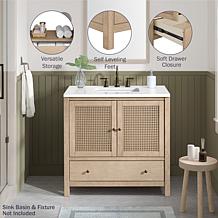 Alaterre Furniture Lucca 36" Bathroom Vanity Freestanding Cabinet
