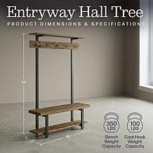 Alaterre Furniture Pomona 48" Entryway Tree with Bench and Shelves