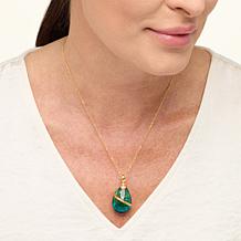 Amber Extraordinaire Gold-Plated Pear Ombré Stone Pendant