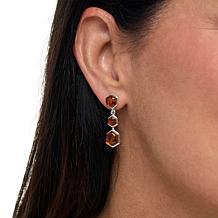 Amber Extraordinaire Sterling Silver Honeycomb Drop Earrings