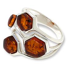 Amber Extraordinaire Sterling Silver Honeycomb Ring