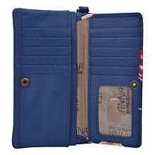 Anna by Anuschka Hand Painted Leather Organizer Wallet Wristlet