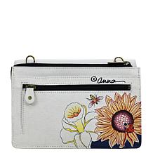 Anna by Anuschka Hand Painted Leather Organizer Wallet Crossbody
