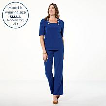 Antthony 2-piece Button Shoulder Top & Pull-On Pant Set