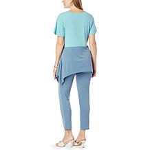 Antthony 2-piece Colorblock Peplum Top and Capri Pant Set