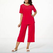 Antthony 2-piece Embellished Top and Cropped Pant Set