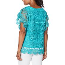 Antthony Bateau-Neck Crochet Lace Top