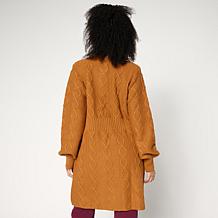 Antthony Chunky Cable Knit Turtleneck Sweater Coat