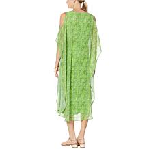 Antthony Cold-Shoulder Dress with Chiffon Overlay