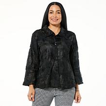 Nina Leonard Long Sleeve Collared Front Shirt | HSN