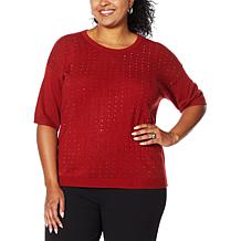 Antthony Extended Shoulder Sweater with Rhinestones