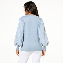 Antthony Faux Fur Sleeve Crew-Neck Knit Sweater
