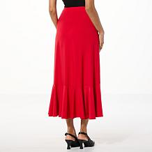 Antthony Faux Wrap Ruffled Pull-On Midi Skirt