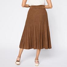 Antthony Pleated Sweater Knit Midi Skirt