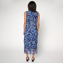 Antthony Printed Mesh Knit Tiered Sleeveless Dress