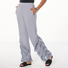 Antthony Ruffled Eyelash Hem Pull-On Pant