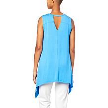 Antthony Sharkbite-Hem Sleeveless Henley Top