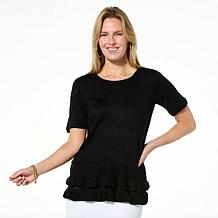 Antthony Short-Sleeve Ruffled Hem Top