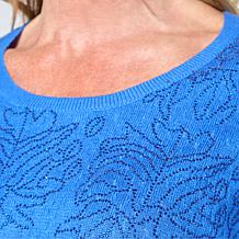 Antthony Short-Sleeve Texture Sparkle Sweater Top