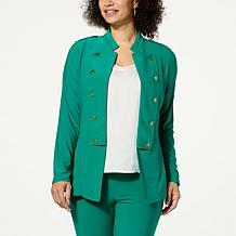 Antthony Studio Stretch Knit Military Jacket with Button Trim