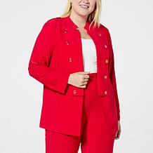 Antthony Studio Stretch Knit Military Jacket with Button Trim