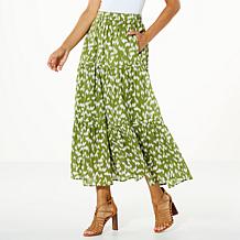 G by Giuliana Printed Aria Mesh Knit Tiered Maxi Skirt