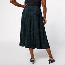Antthony Tweed-Printed Knit 6-Gore Pull-On Midi Skirt