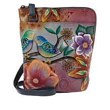 Anuschka Hand-Painted Leather Organizer Crossbody Bag