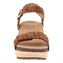 "As Is" Aetrex® Sydney Cut-Out Leather Espadrille Wedge Sandal