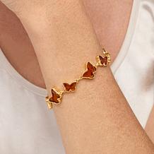 "As Is" Amber Extraordinaire Gold-Plated Butterfly Station Bracelet