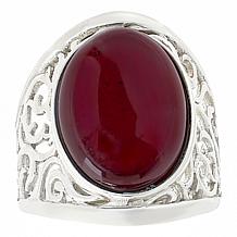 "As Is" Amber Extraordinaire Sterling Silver Oval Saddle Ring