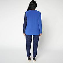 "As Is" Antthony 2-piece Asymmetric Colorblock Top and Pant Set