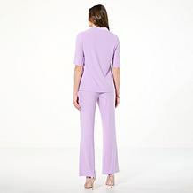"As Is" Antthony 2-piece Button Shoulder Top & Pull-On Pant Set