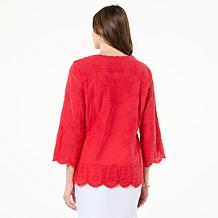 "As Is" Antthony Embroidered Scalloped Edge Blouse