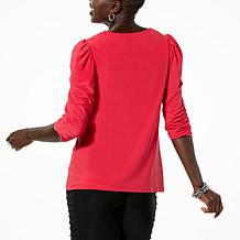 "As Is" Antthony Ornamented Lace Twist Neck Puff Sleeve Blouse