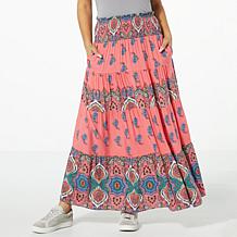 "As Is" Antthony Printed Challis Tiered Maxi Skirt
